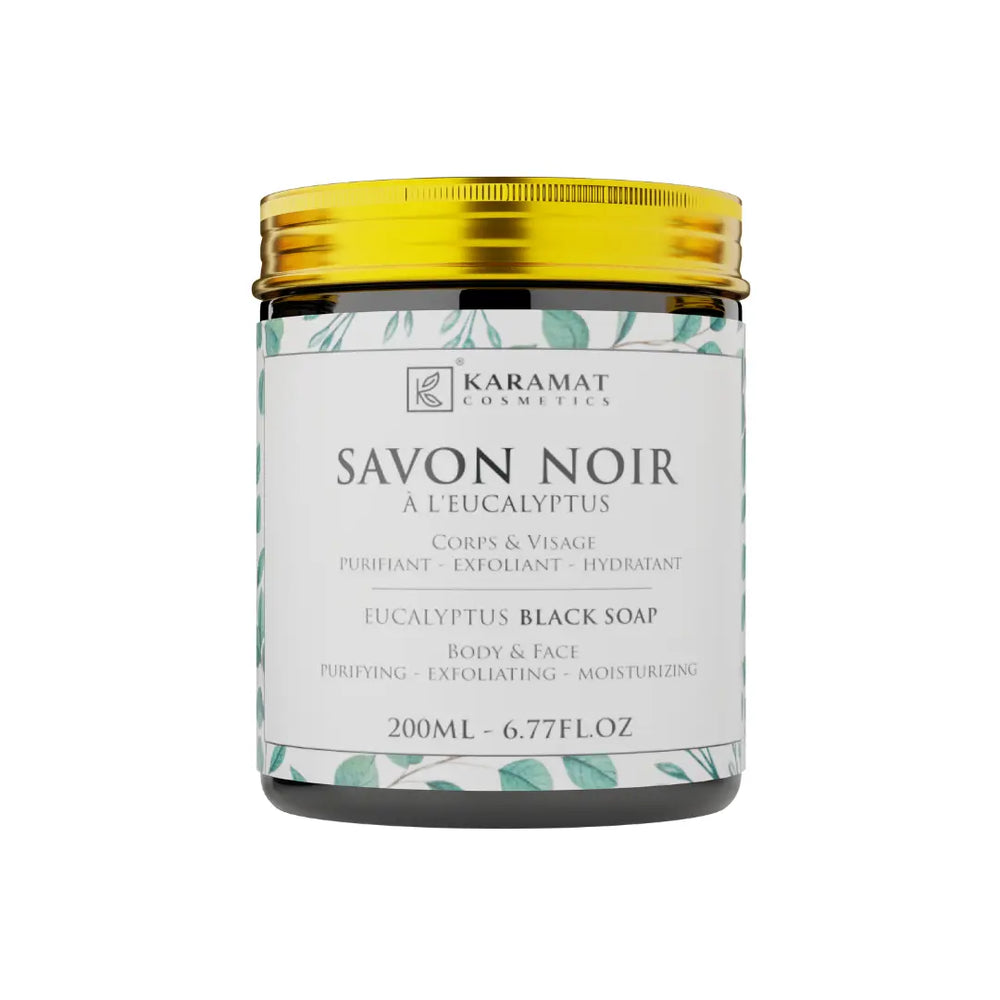 Savon Noir Eucalyptus 200ml | Puissance Purifiante et Rafraîchissement Intense