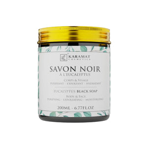 Savon Noir Eucalyptus 200ml | Puissance Purifiante et Rafraîchissement Intense