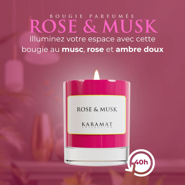 bougie parfumée Rose & Musk – Harmonie Florale