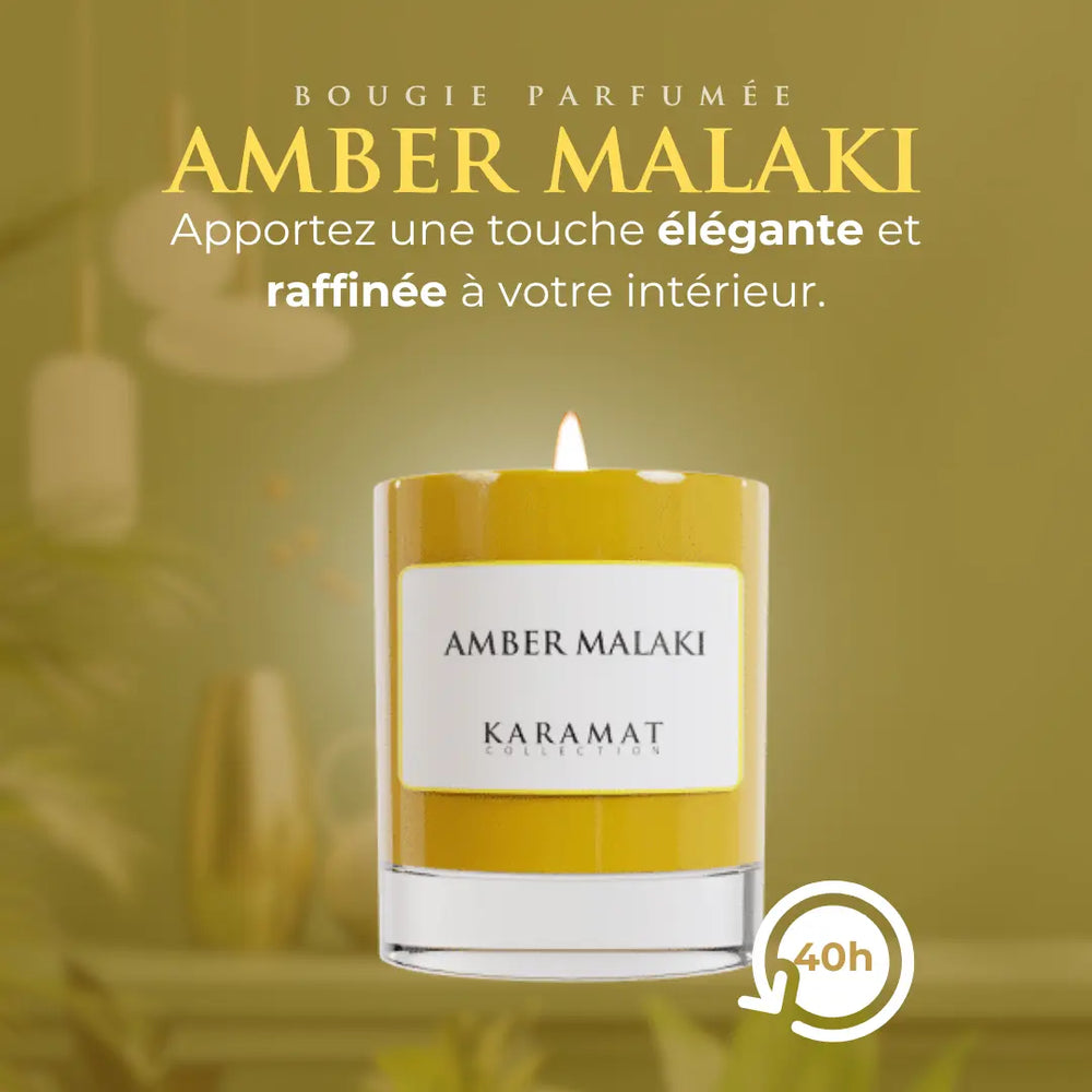 bougie parfumée Amber Malaki – Éclats d’Ambre