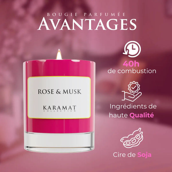 bougie parfumée Rose & Musk – Harmonie Florale