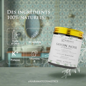 Savon Noir Revitalisant au Romarin – 200ml