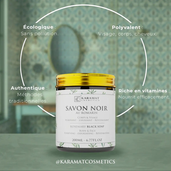 Savon Noir Revitalisant au Romarin – 200ml