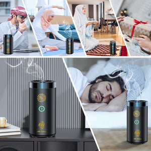 2 in 1 Electric Incense Burner (Karamats): with Quran Speaker, Remote Control, Bakhoor Burner, Aroma Diffuser for Car, Office, Home, Bedroom, Living Room, Study, Spa