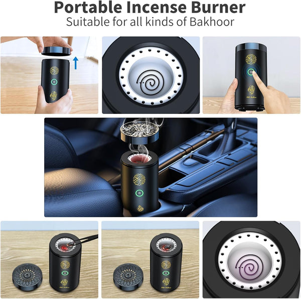 2 in 1 Electric Incense Burner (Karamats): with Quran Speaker, Remote Control, Bakhoor Burner, Aroma Diffuser for Car, Office, Home, Bedroom, Living Room, Study, Spa