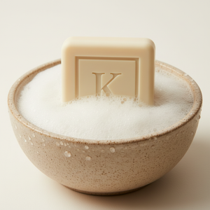 Savon Musc Tahara 125 g Karamat et sa mousse crémeuse dans un bol