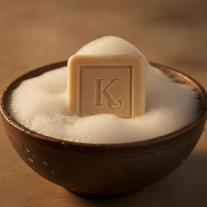 Savon de musc noir 125 g Karamat et sa mousse crémeuse dans un bol