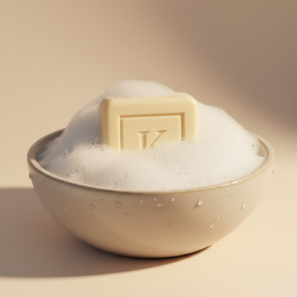 Savon à la noix de coco 125 g Karamat et sa mousse abondante dans un bol