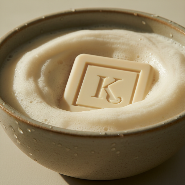 Savon à l'huile d'olive 125 g Karamat et sa mousse crémeuse dans un bol