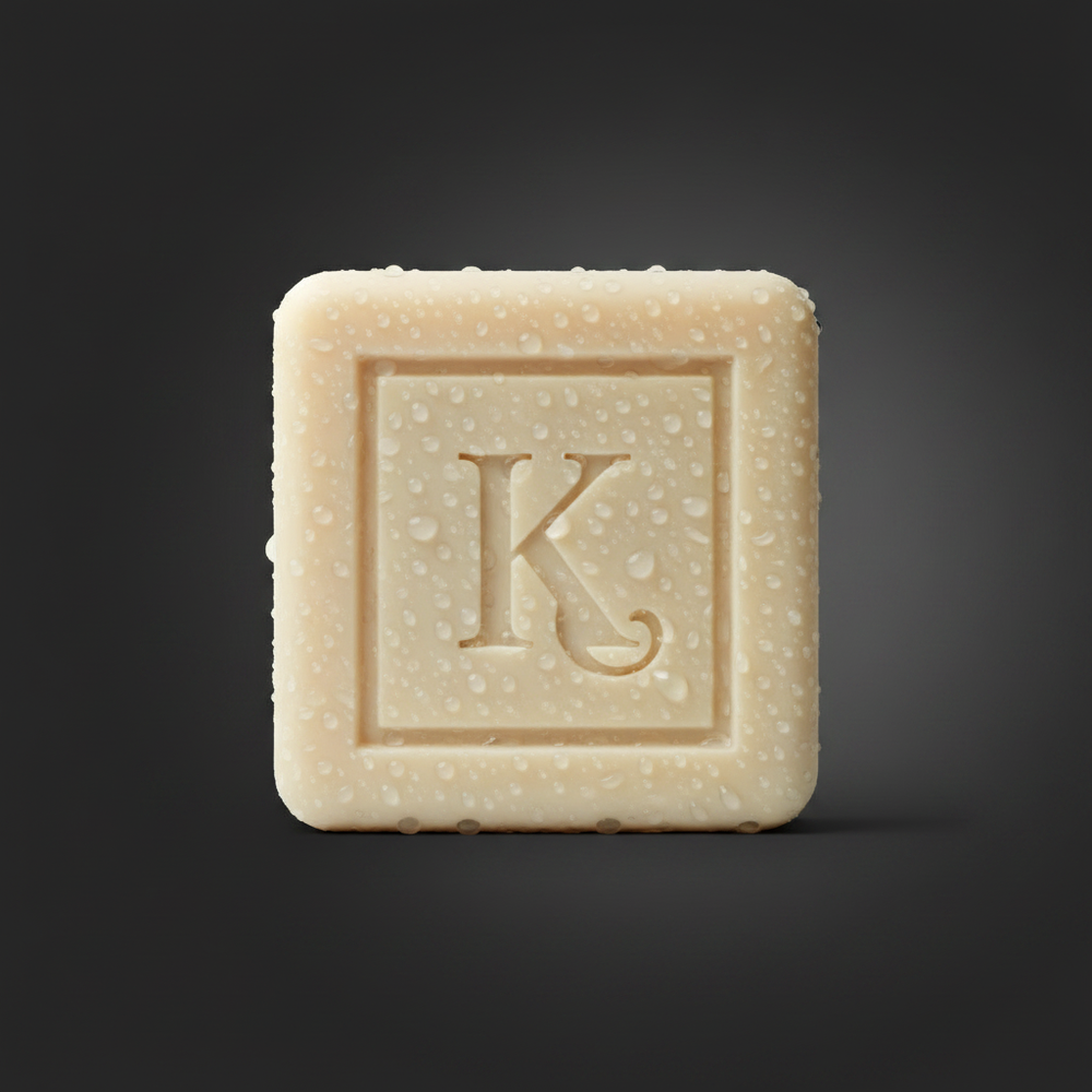 Savon naturel au concombre 125 g Karamat et sa boîte sur travertin