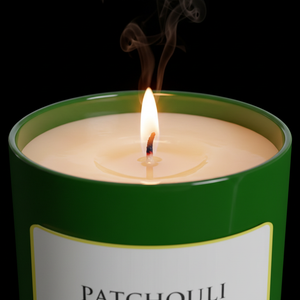 Flamme de la bougie parfumée Patchouli Karamat en gros plan