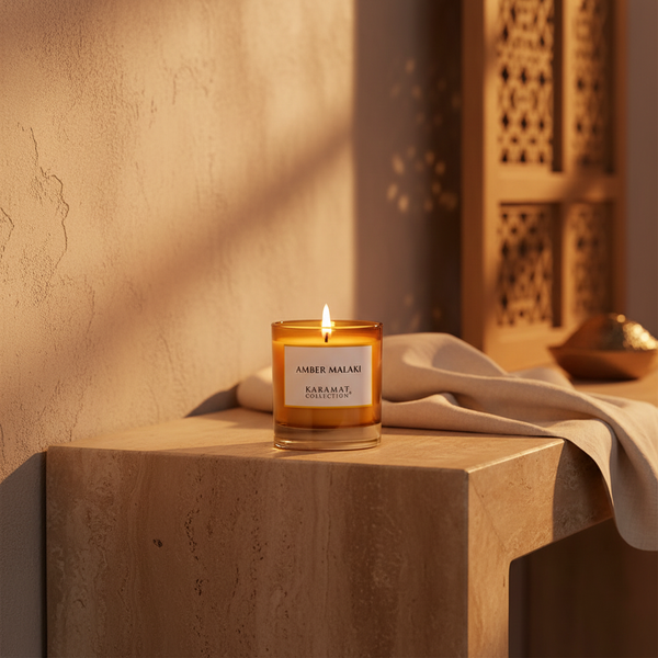 Bougie parfumée Amber Malaki 170 g Karamat, 40 heures de combustion