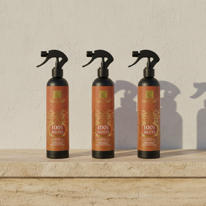 Trois flacons Spray d'ambiance 1001 Nuits 500 ml Karamat alignés