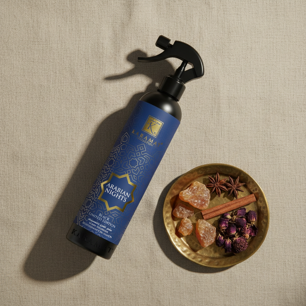 Spray d'ambiance Arabian Nights 500 ml Karamat à plat avec ambre et épices