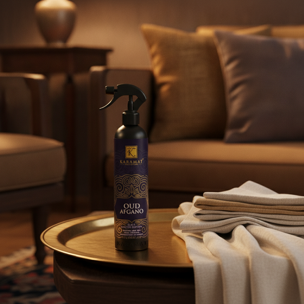 Spray d'ambiance Oud Afgano 500 ml Karamat dans un salon