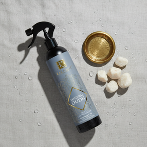 Spray d'ambiance Mineral Oudh 500 ml Karamat à plat avec pierres minérales