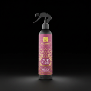 Spray d'ambiance Oud Purple 500 ml Karamat sur fond noir