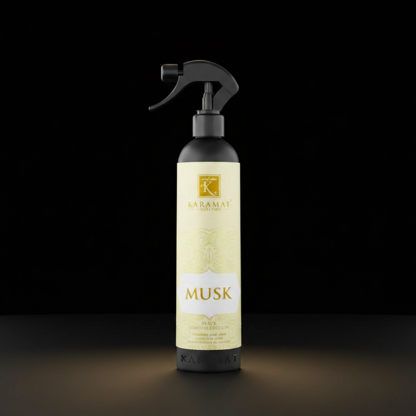 Spray d'ambiance Musk 500 ml Karamat sur fond noir