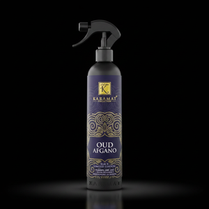 Spray d'ambiance Oud Afgano 500 ml Karamat sur fond noir