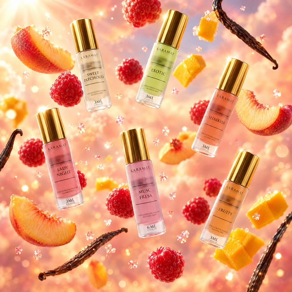 Boîte Découverte Fruité & Gourmand 3 ml – parfums roll-on sans alcool Karamat Collection