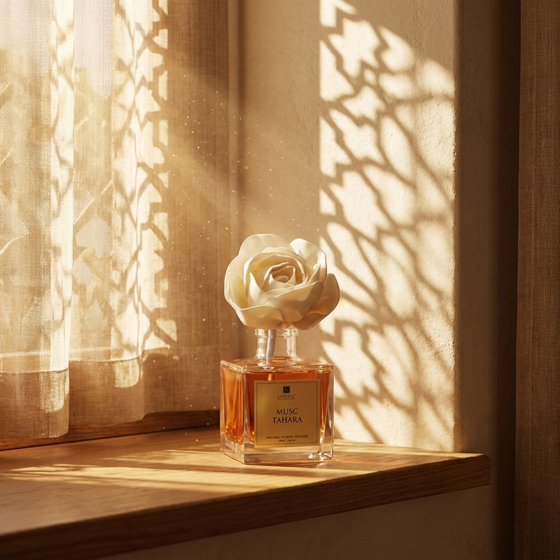 Diffuseur à Fleurs Musk Tahara – lumière dorée moucharabieh