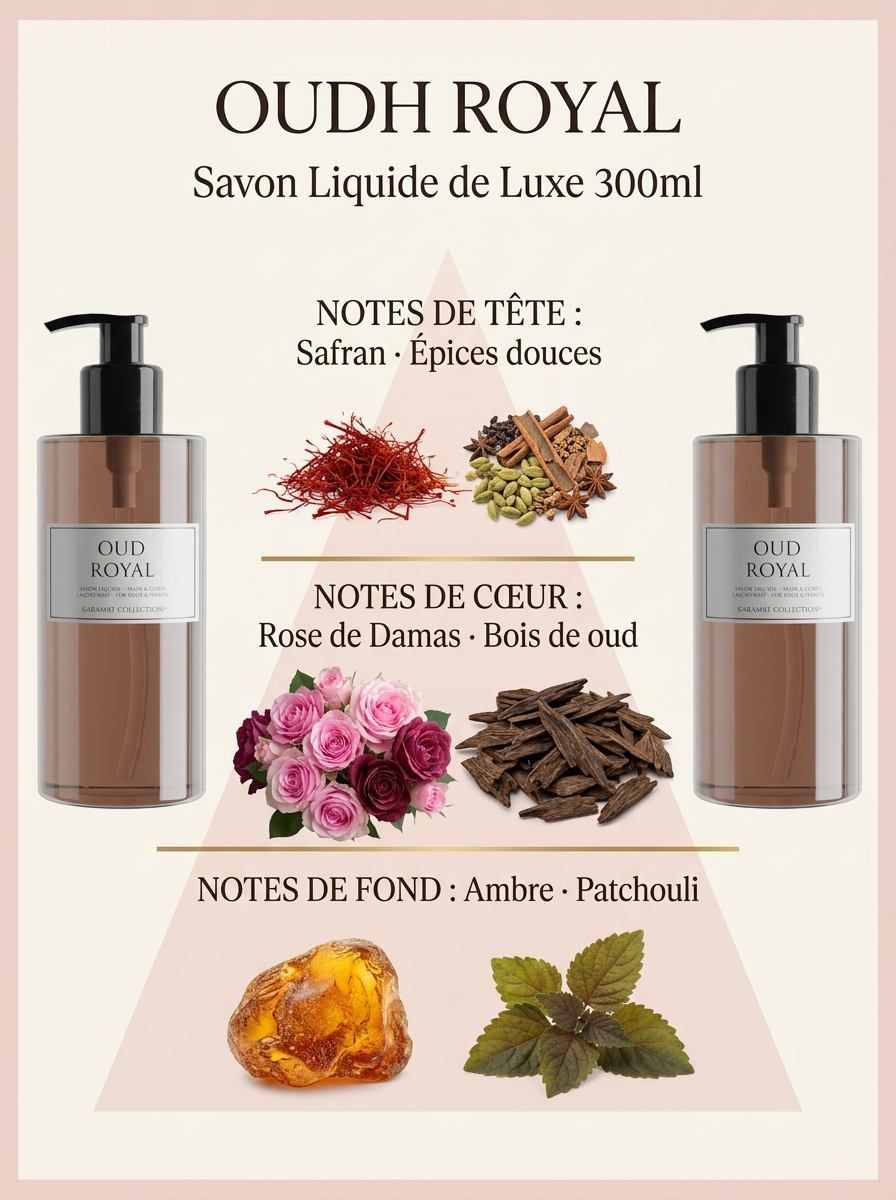 Pyramide olfactive Oudh Royal — Savon Liquide de Luxe 300ml