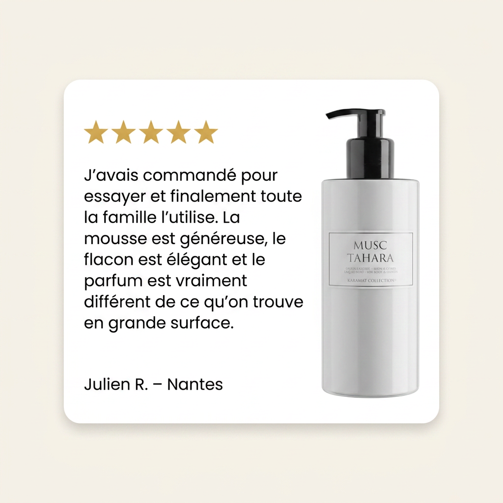 Avis client Julien R. (Nantes) — Savon Liquide de Luxe 300ml