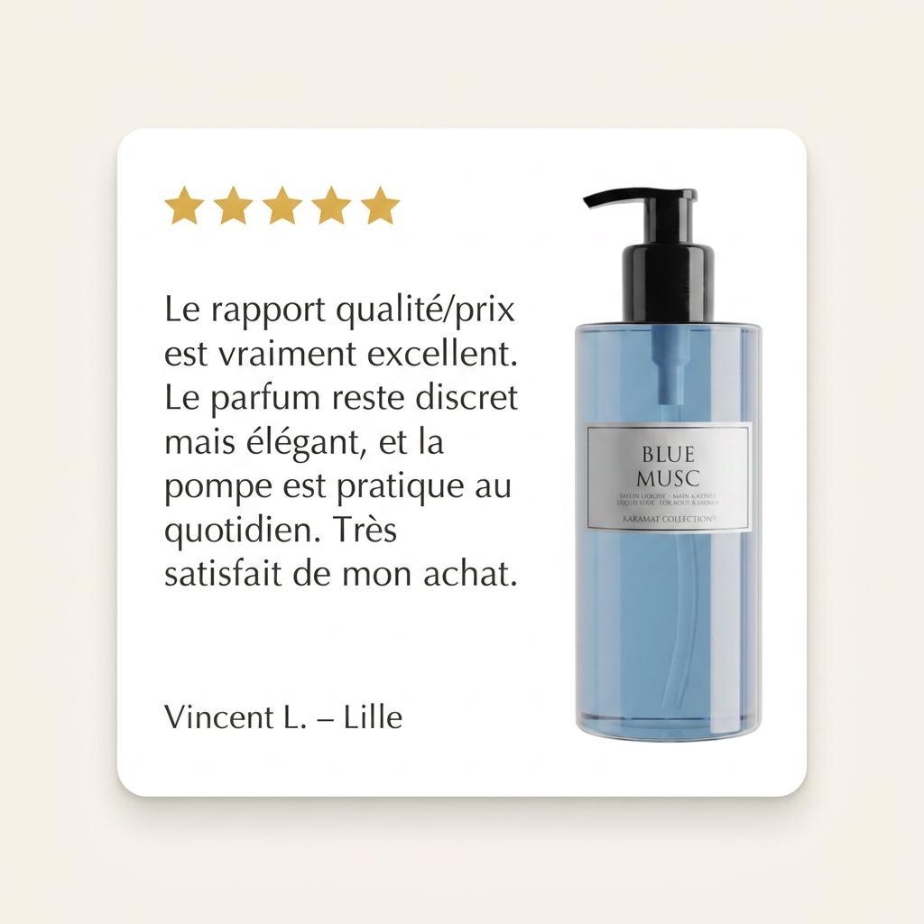 Avis client Vincent L. (Lille) — Savon Liquide de Luxe 300ml